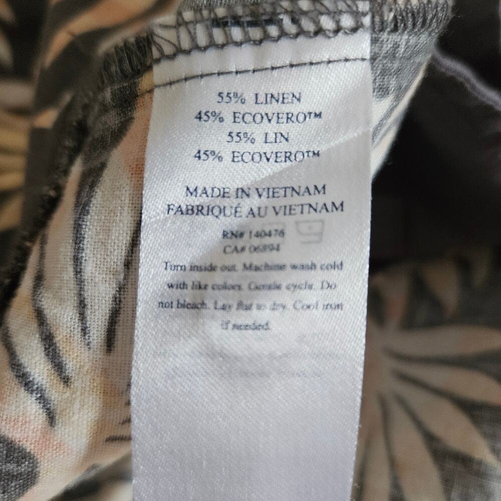 Faherty Isha Linen Blend Mini Dress in Tropical Palm Pintuck Bodice Size L EUC - Picture 7 of 9